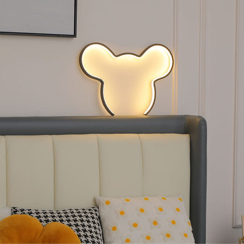 Contemporary Creative Cartoon Mouse Strip Aluminum Silicone LED Wall Sconce Lamp For Bedroom