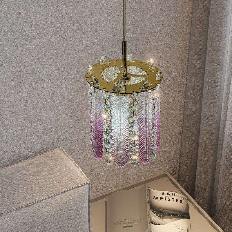 Modern Creative Crystal Cylinder 1-Light Pendant Light For Living Room