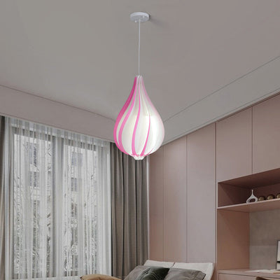 Contemporary Nordic Iron PVC Teardrop Petal 1-Light Pendant Light For Dining Room