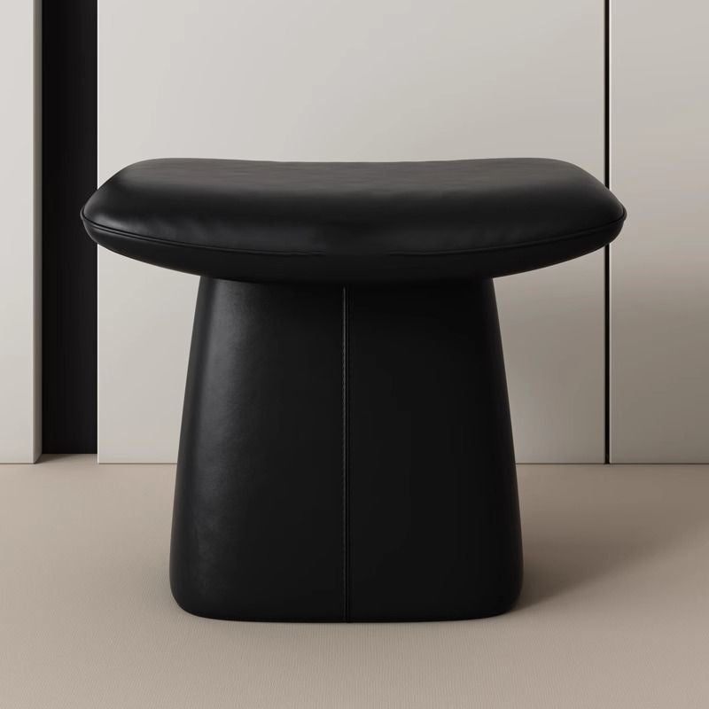 Modern Minimalist Square Microfiber Leather Solid Wood Vanity Stool Backless Armless For Bedroom