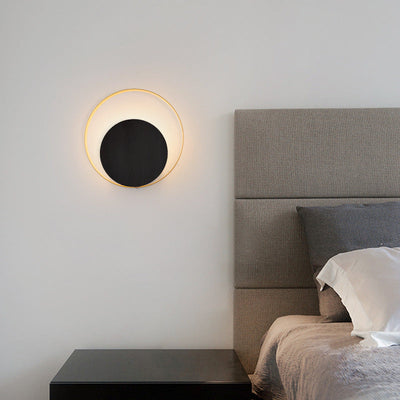 Modern Minimalist Iron Circle Ring 1-Light Wall Sconce Lamp For Bedroom