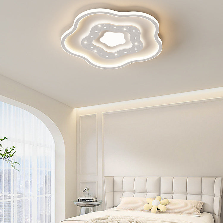 Modern Minimalist Flower Cloud Iron Acrylic LED Flush Mount Ceiling Light For Bedroom