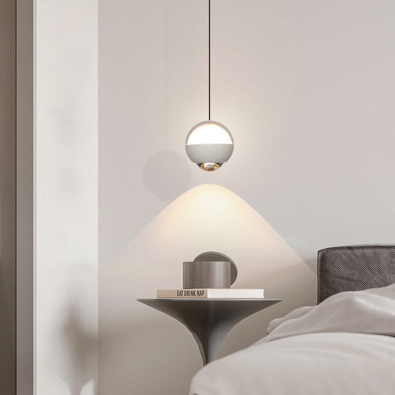 Modern Simplicity Ball Aluminium Acrylic Glass LED Pendant Light Liftable For Bedside