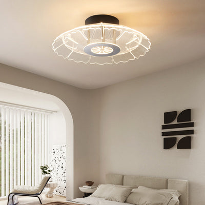 Modern Luxury Iron Stainless Steel Acrylic Flower Round LED Semi-Flush Mount Ceiling Light For Bedroom