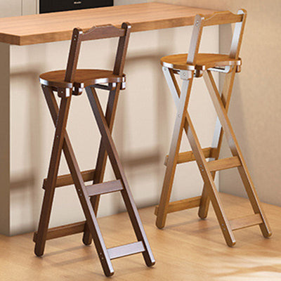 Contemporary Simplicity Bamboo X-Shaped Legs Foldable Bar Stool Low Back Footrest For Dining Room