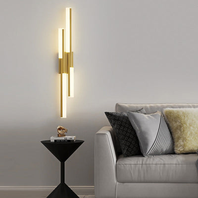 Modern Minimalist Vertical Bar Acrylic Iron LED Wall Sconce Lamp For Living Room