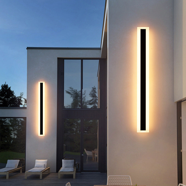 Modern Minimalist Long Rectangular Aluminum Acrylic LED Wall Sconce Lamp For Garden