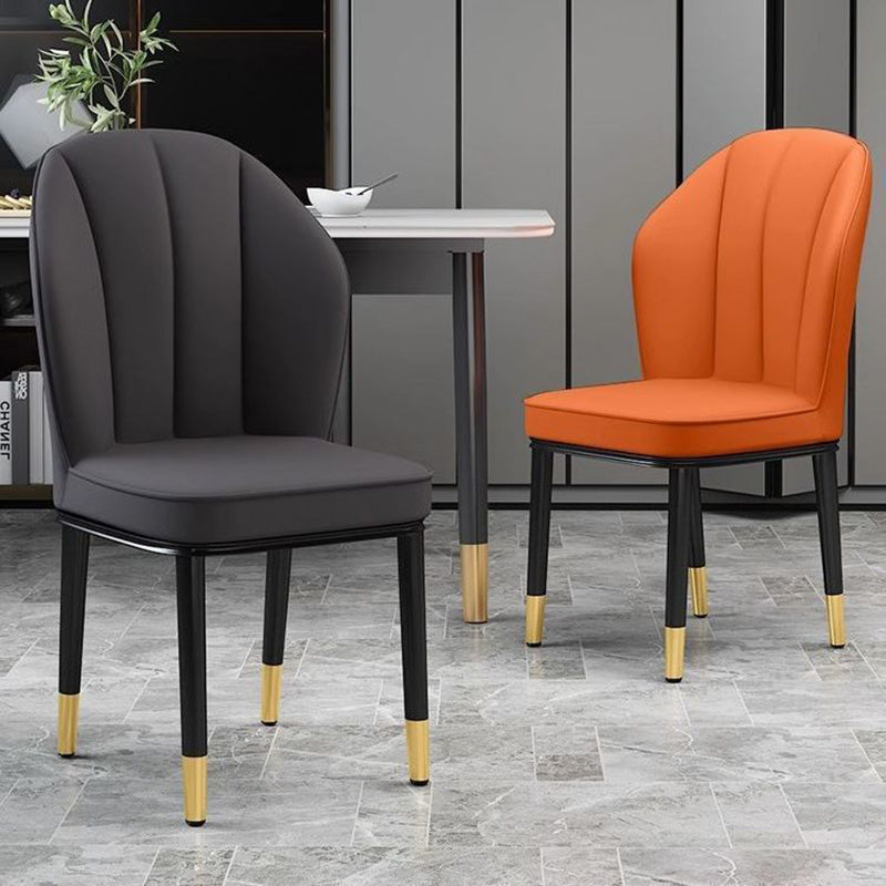 Modern Luxury PU Leather Padded Dining Chair Wing Backrest Armless For Dining Room