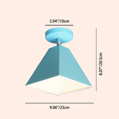 Contemporary Creative Trapezoid Iron 1-Light Semi-Flush Mount Ceiling Light For Living Room