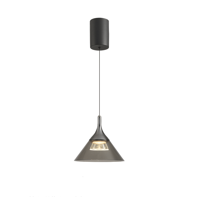 Contemporary Nordic Iron Aluminum Conical LED Liftable Pendant Light For Bedroom