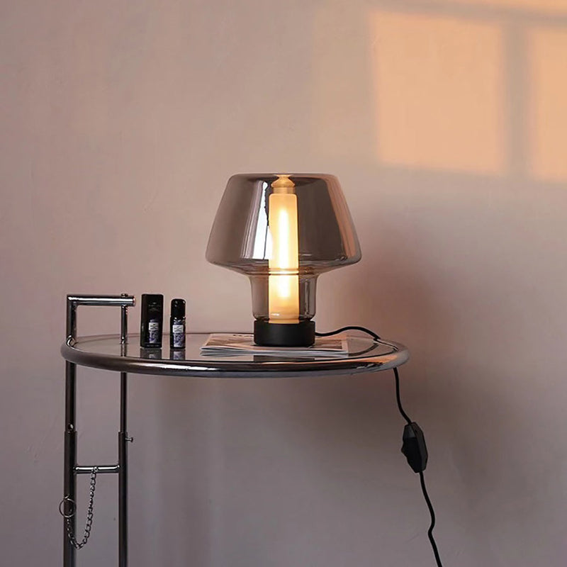 Modern Minimalist Round Glass Metal 1-Light Table Lamp For Bedroom