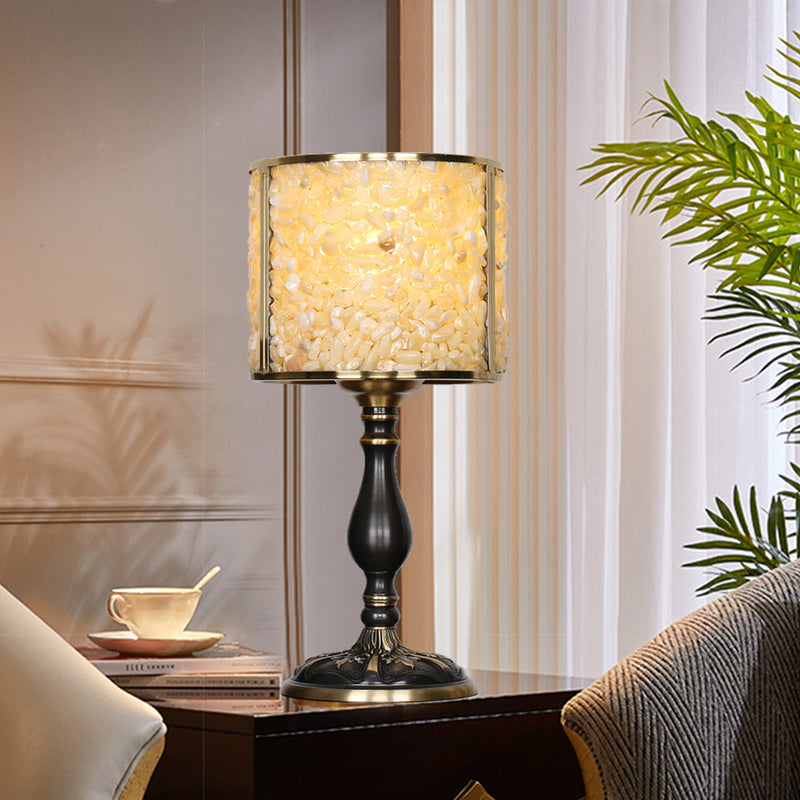 Modern Transitional Crystal Stone Shade Full Copper Base 1-Light Table Lamp For Study