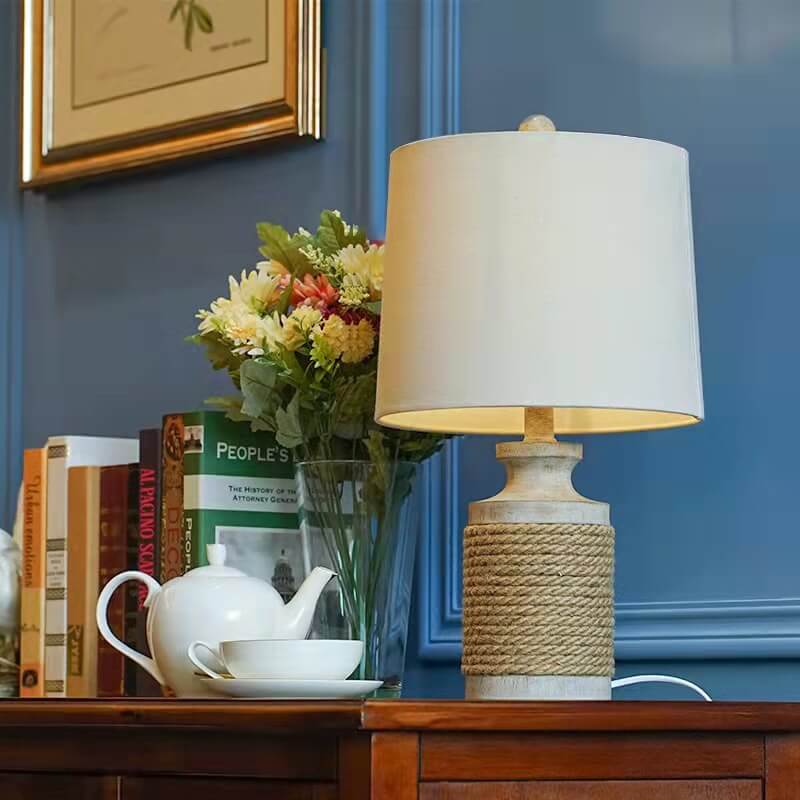 Modern Personality Creative Solid Wood Cylinder 1-Light Table Lamp