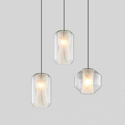 Contemporary Nordic Iron Glass Ball Cylinder 1-Light Pendant Light For Dining Room