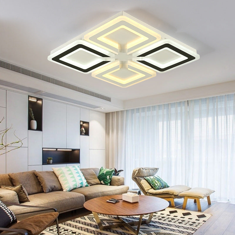 Modern Minimalist Diamond Iron Acrylic LED Flush Mount Ceiling Light For Living Room