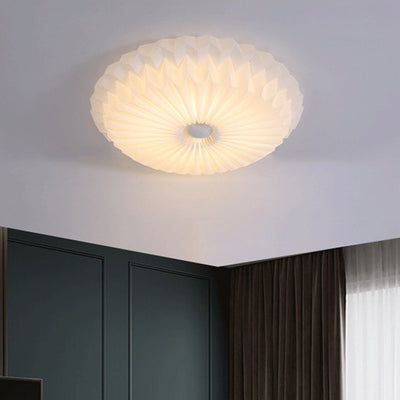 Modern Simplicity Metal Acrylic Round Pleated LED Flush Mount Ceiling Light For Bedroom