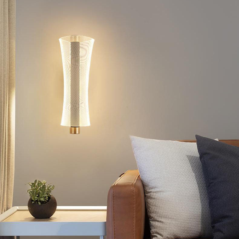 Modern Mid-Century Cylinder Hardware Acrylic LED Wall Sconce Lamp For Bedroom