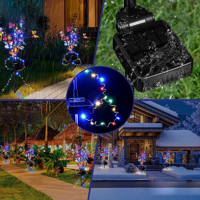 Contemporary Creative Butterfly Stainless Steel Acrylic Solar LED Ground Plug Outdoor Landscape Light For Garden