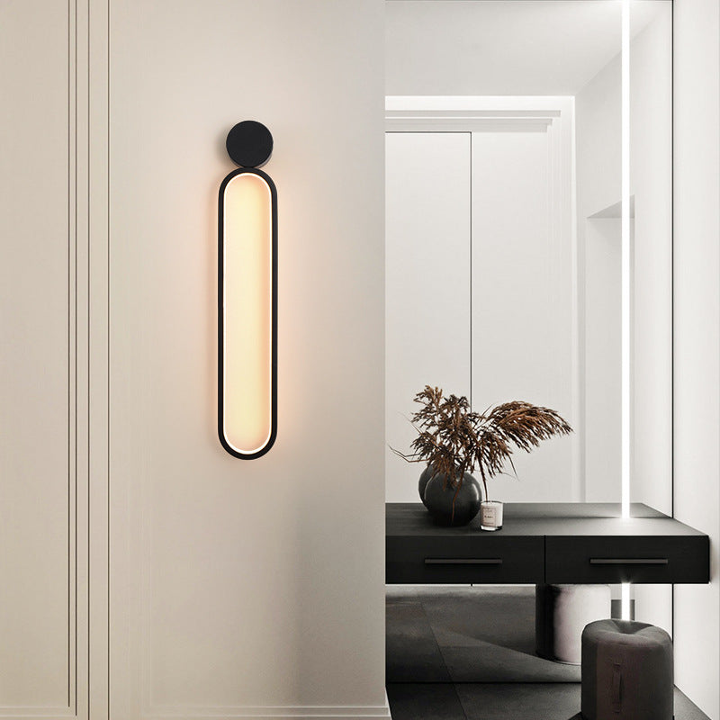 Modern Minimalist Round Long Acrylic Iron LED Wall Sconce Lamp For Living Room