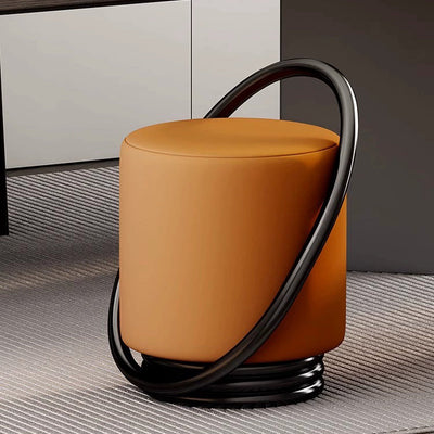 Contemporary Creative Microfiber Leather Metal Cylinder Vanity Stool For Bedroom