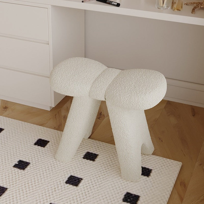 Contemporary Scandinavian Lambswool Butterfly Design Vanity Stool For Bedroom