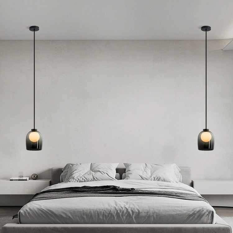 Contemporary Nordic Orb Cup Iron Glass 1-Light Pendant Light For Bedroom