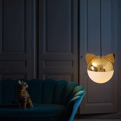 Contemporary Creative Cartoon Animal Iron Glass Ball 1-Light Pendant Light For Living Room