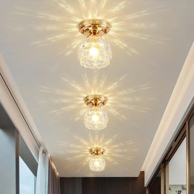 Modern Minimalist Floral Iron Glass 1-Light Semi-Flush Mount Ceiling Light