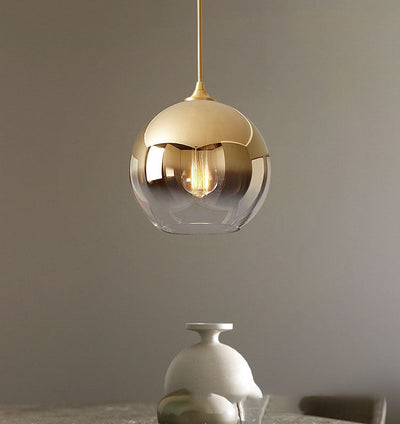 Contemporary Scandinavian Orb Glass Iron 1-Light Pendant Light For Bedroom