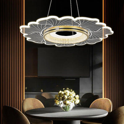 Contemporary Luxury Crystal Acrylic Flower Shade LED Pendant Light For Bedroom