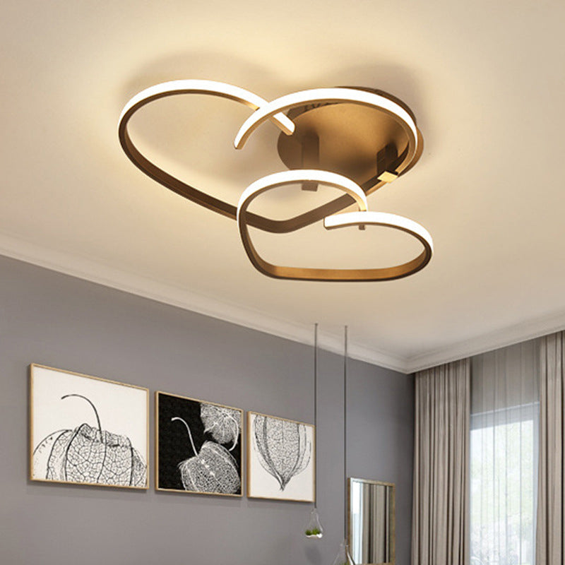 Contemporary Creative Heart Shape Acrylic Strip Iron LED Semi-Flush Mount Ceiling Light For Living Room