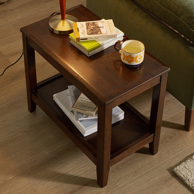 Traditional Chinese Oval Wood Tea Table Two Tier For Living Room