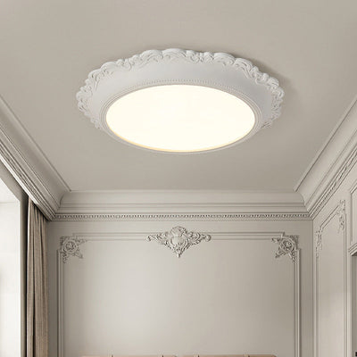 Contemporary Scandinavian Round Acrylic Resin Iron LED Flush Mount Ceiling Light For Bedroom