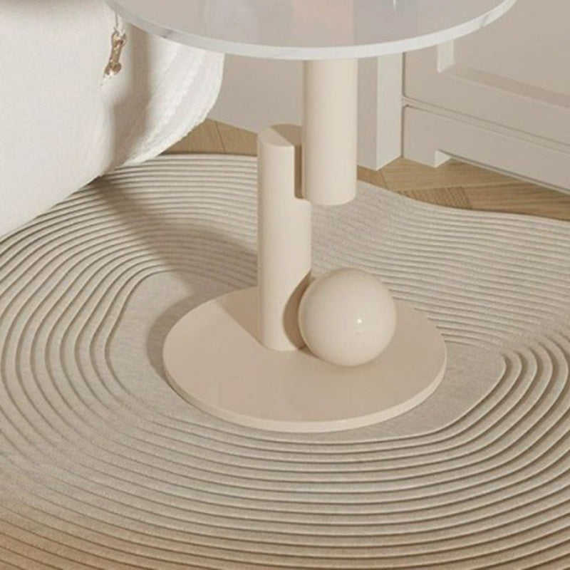 Contemporary Creative Round Cylinder Orb Rock Slab Carbon Steel Coffee Table For Living Room