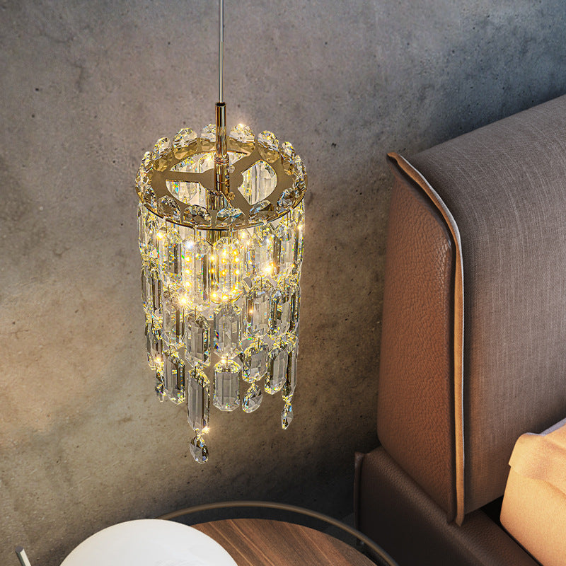 Contemporary Luxury Dazzling Prismatic Clear Crystal 1-Light Pendant Light For Living Room