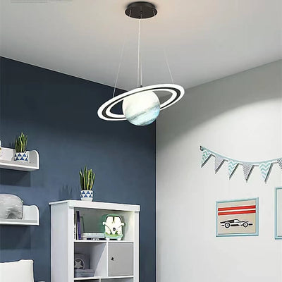 Contemporary Nordic Iron Acrylic Planet LED Pendant Light For Bedroom