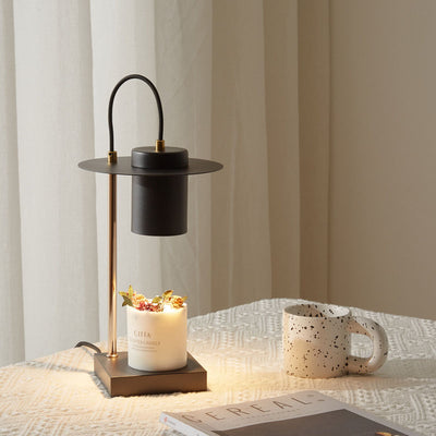 Modern Minimalist Wrought Iron Cylinder 1-Light Melting Wax Table Lamp For Bedroom