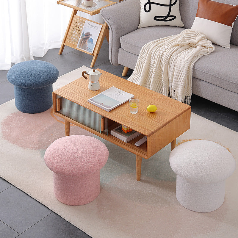 Contemporary Simplicity Mushroom Shape Velvet Pouf Footstool For Living Room