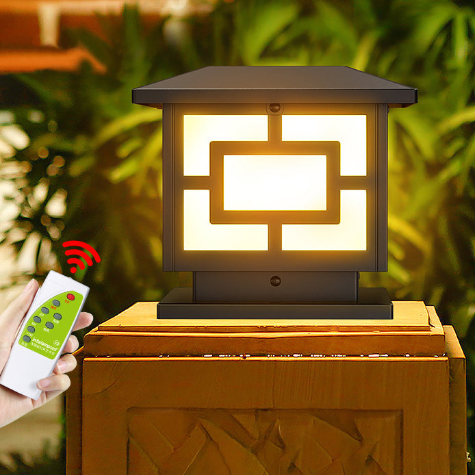 Traditional Chinese Solar Waterproof ABS Acrylic Square Lantern LED Landscape Lighting Outdoor Light For Outdoor Patio