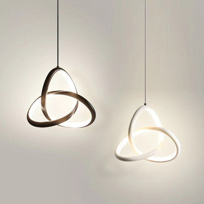 Contemporary Nordic Aluminum Iron Silica Geometric Intertwined Ring LED Pendant Light For Bedside