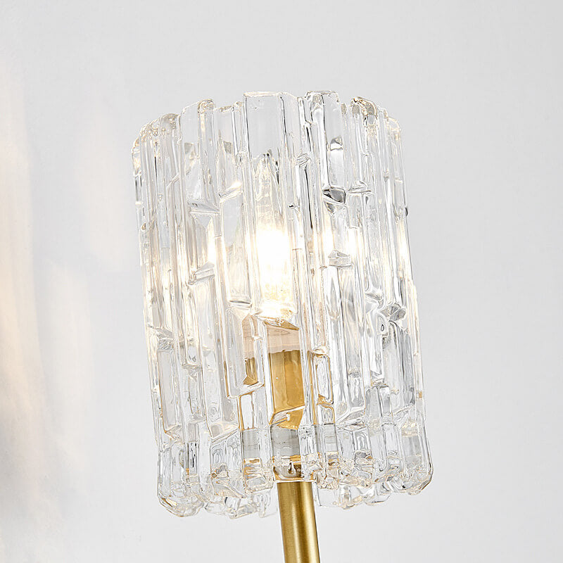 European Luxury Crystal Cylinder Long Pole 1/2 Light Wall Sconce Lamp