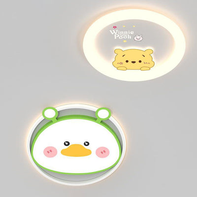 Contemporary Creative Cartoon Animal Duck Acrylic LED Flush Mount Ceiling Light For Bedroom