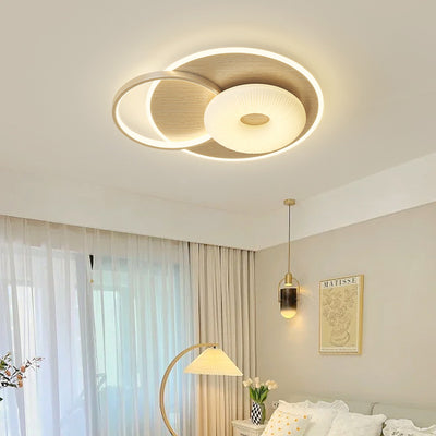 Contemporary Nordic Metal PE Round Flower Triangle LED Flush Mount Ceiling Light For Bedroom