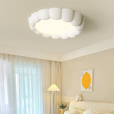 Modern Minimalist Round Cream Bubble ABS Iron LED Flush Mount Ceiling Light For Living Room