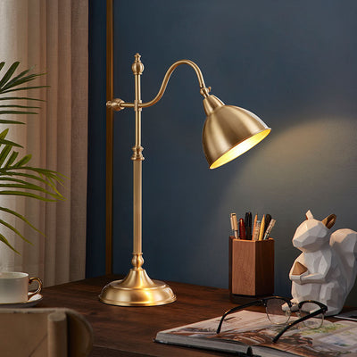 Lampe de table semi-circulaire moderne et minimaliste à 1 lumière en cuivre 