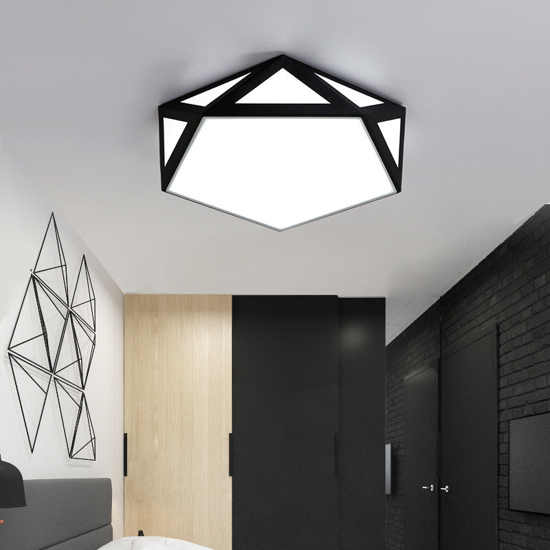 Modern Simplicity Openwork Diamond Acrylic Shade LED Flush Mount Ceiling Light For Living Room