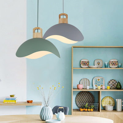 Contemporary Scandinavian Macaron Lotus Flower Petal Shape 1-Light Pendant For Living Room