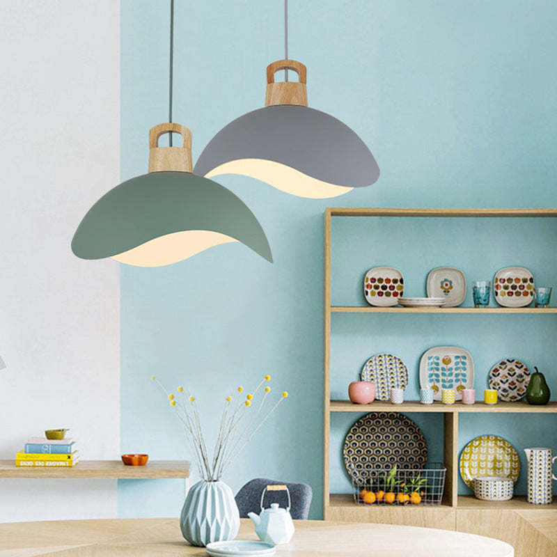 Contemporary Scandinavian Macaron Lotus Flower Petal Shape 1-Light Pendant For Living Room