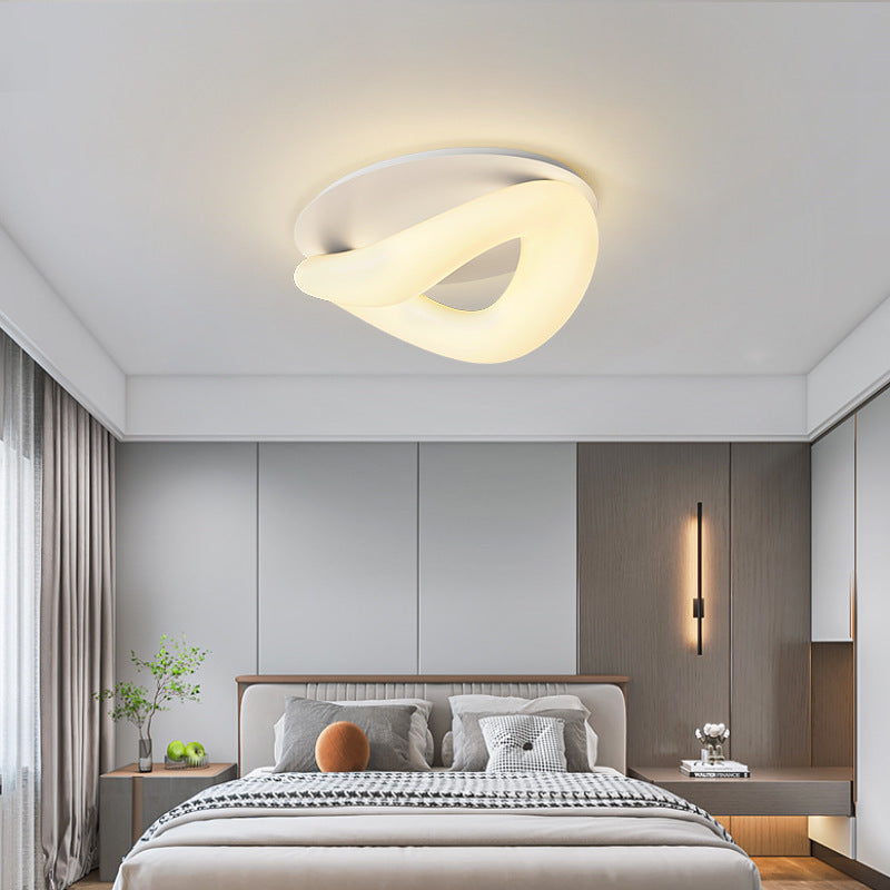 Modern Minimalist PE Wave Ring Hardware LED Flush Mount Ceiling Light For Bedroom