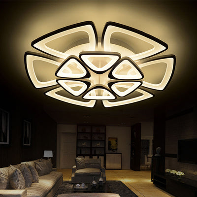 Contemporary Creative Combination Triangle Hardware Acrylic LED Flush Mount Ceiling Light For Living Room